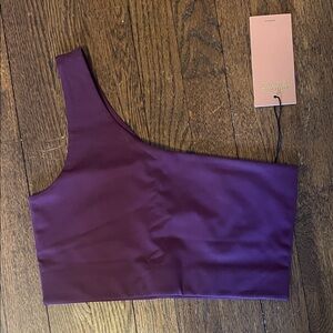 Girlfriend collective Bianca bra med purple plum one shoulder sports recycled GC